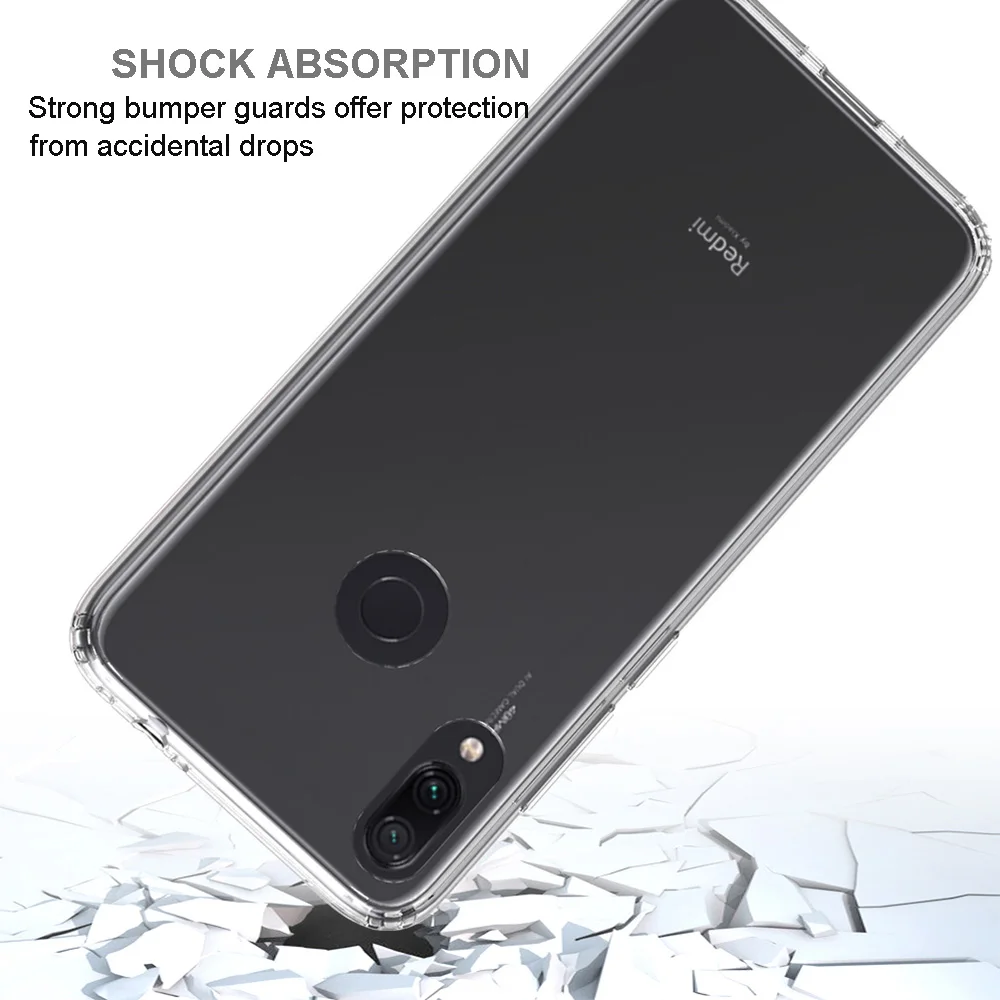 Чехол для Xiaomi Redmi Note 7 Pro 6 ударопрочный Прозрачный Жесткий Тонкий чехол задней