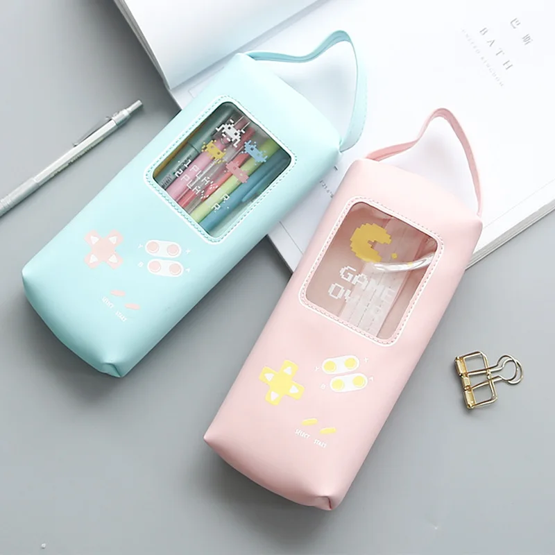 1 шт. милый чехол пенал Kawaii из искусственной кожи с окошком розовый синий