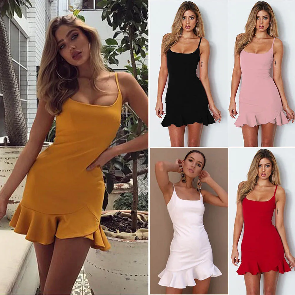 

Women Lady Sleeveless Solid Color Dress Sundress Fashion for Summer Beach H9