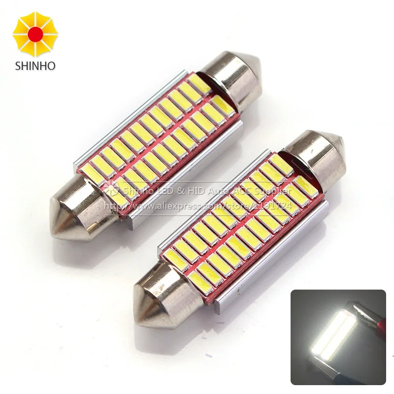 

10 шт., белые светодиодсветодиодный лампы C5W 41 мм 4014 SMD 24