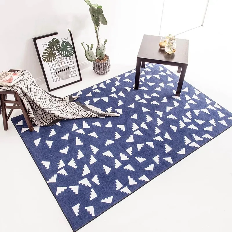 Скандинавский узор Синий Геометрический гостиная ковер в простом стиле