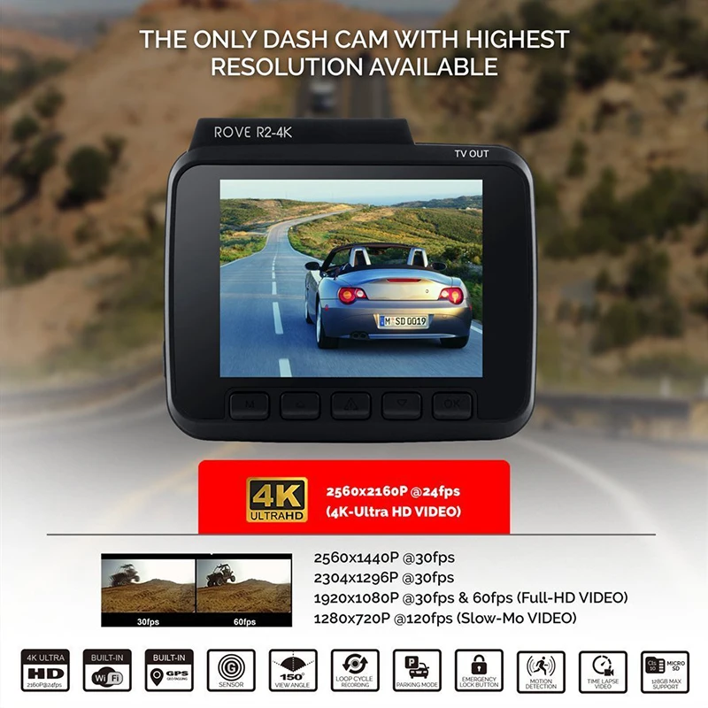 ANSTAR 4K Встроенный GPS WiFi Автомобильный видеорегистратор Регистраторы Dash Cam для