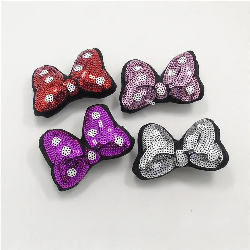 

10pcs/lot Brief Glitter Sequins Butterfly Bow Hairpin Cute Fashion Sparkly Red Hot Pink Girls Handmade Hair Clip Silver Grips