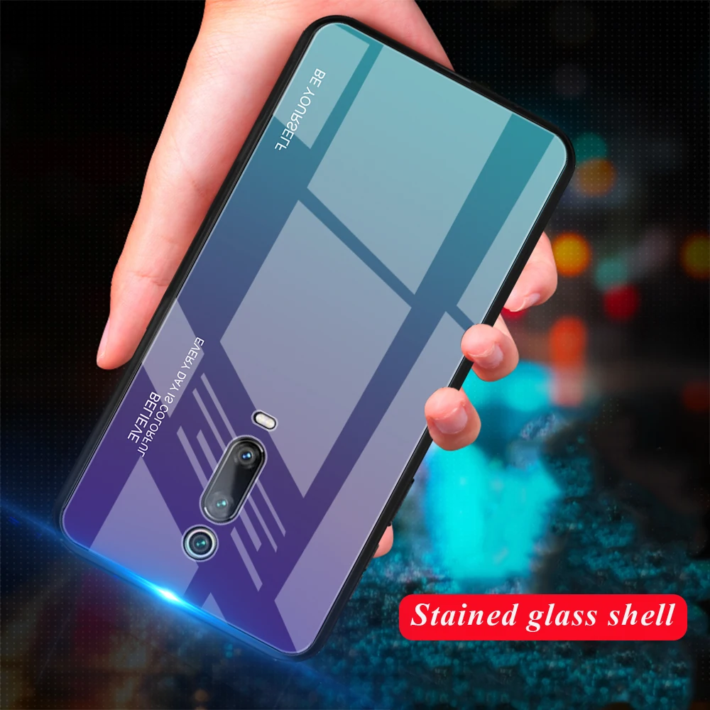 KISSCASE градиентный чехол из закаленного стекла для Xiaomi Redmi K20 Pro Mi 9T 9 8 SE A1 A2 Lite Note 7 6 5
