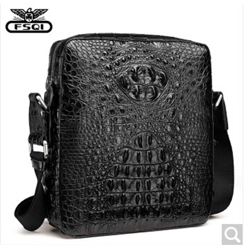 

fasiqi Crocodile leather man handbag man bag Vertical squar Leisure messenger satchel new tide style