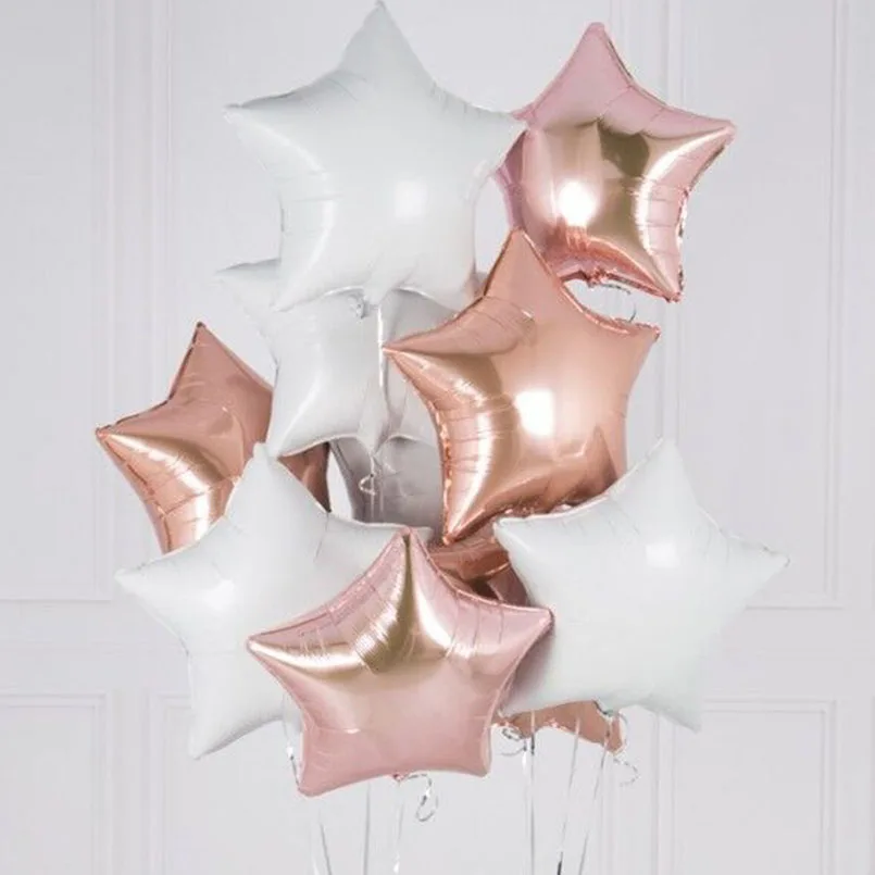 8 шт Детские душ Globos 18 дюймов Белый розовое золото Звездные гелиевые