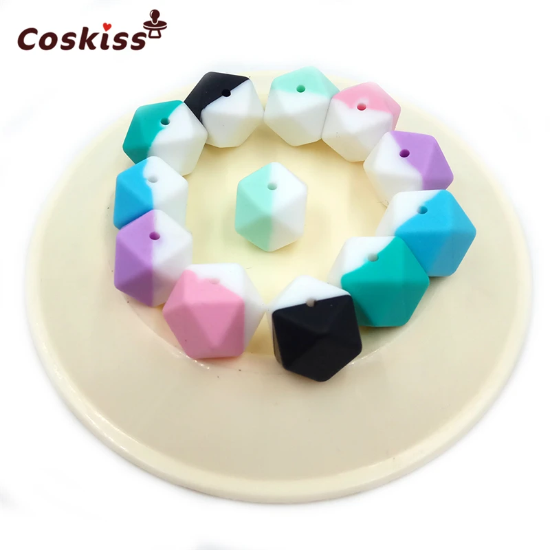 Coskiss 10 шт. силиконовые бусины для прорезывателя двухцветные 17 мм