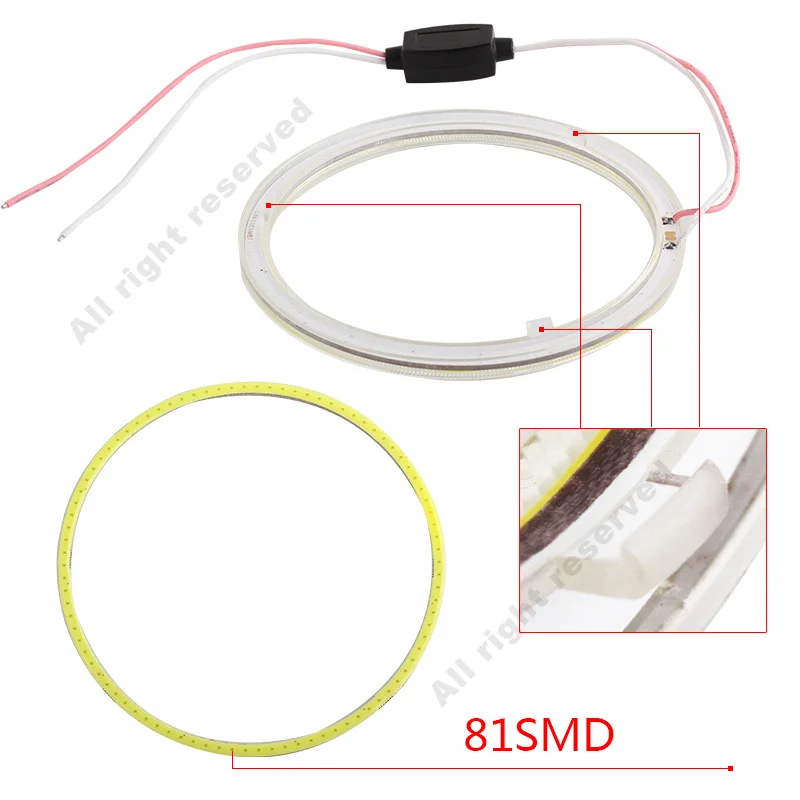 2 pcs White 110MM COB Car LED Angel Eyes DRL Daytime Running Headlight Halo Ring Driving Lamp Auto Blub with Cover 81 Chips 12V |