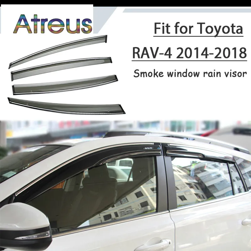 

Atreus 1set ABS For 2018 2017 2016 2015 2014 RAV 4 Toyota RAV4 Accessories Car Vent Sun Deflectors Guard Smoke Window Rain Visor