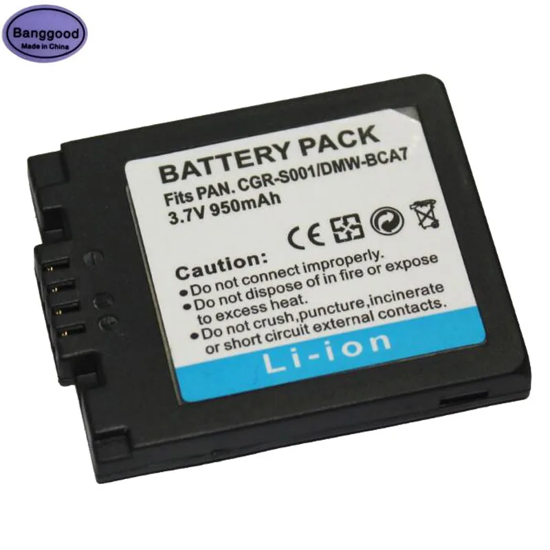 3 7 V 950 мА/ч CGR S001 CGRS001 DMW BCA7 Камера Батарея пакет для цифрового фотоаппарата Panasonic LUMIX