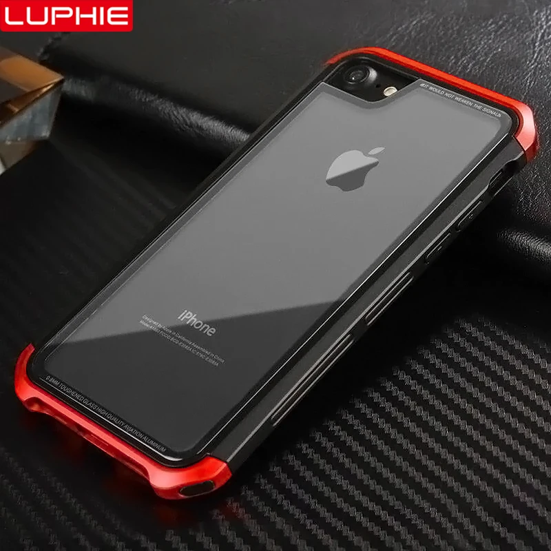 Роскошный чехол LUPHIE для iPhone 8 7 6 6S Plus прозрачные чехлы прозрачная стеклянная