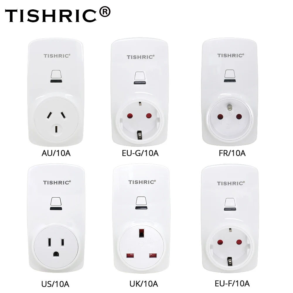 Tishric T30 10A WiFi умная розетка AU/FR/EU/UK/US Беспроводная розетка, умная розетка, поддержка Alexa Google IFTTT