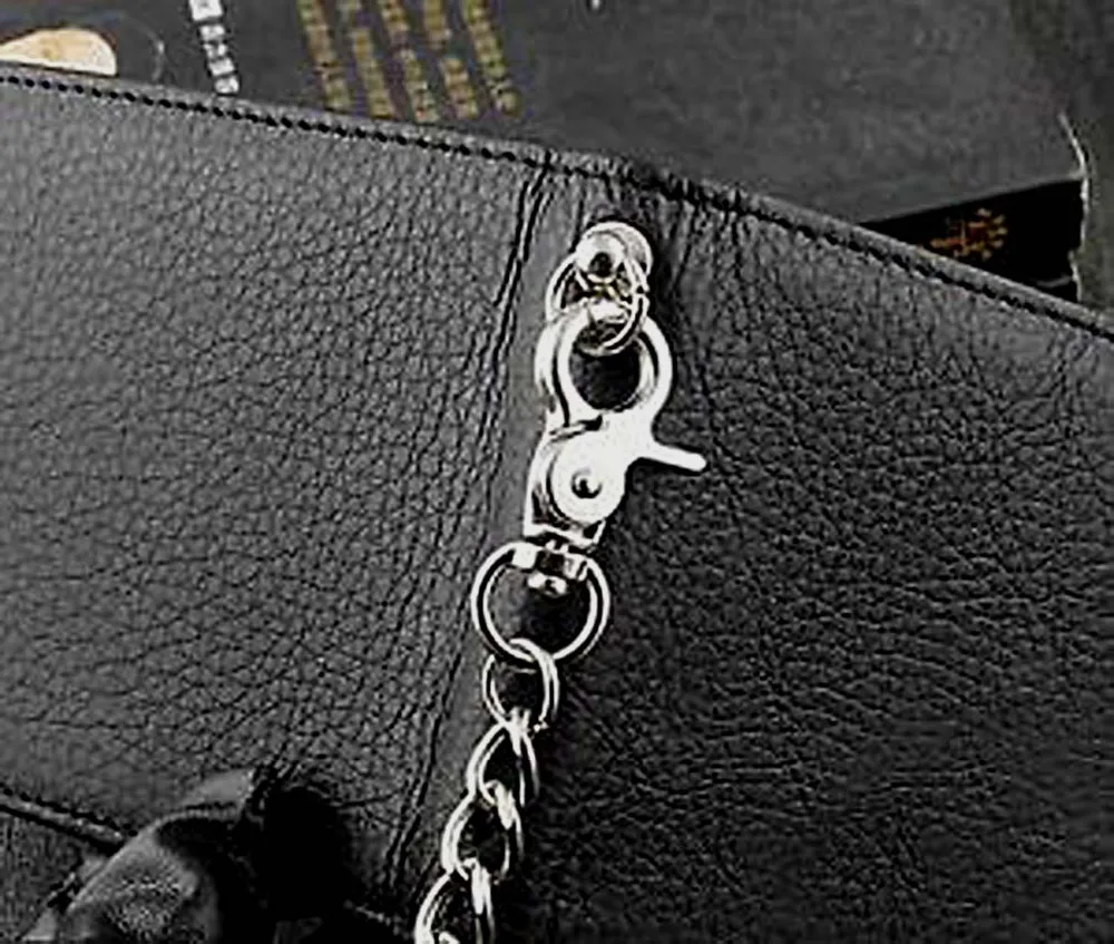 Мужской байкерский кошелек с цепочкой из натуральной кожи в стиле панк якорем