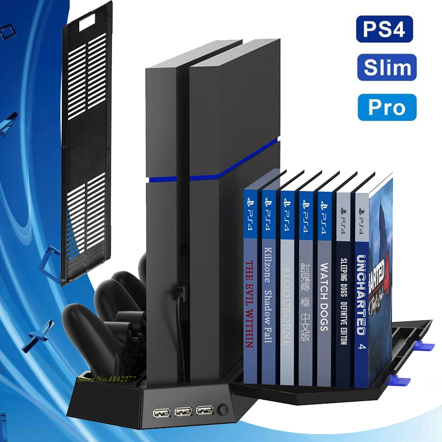 PS 4 Slim Pro вертикальный охлаждающий вентилятор USB зарядное устройство док-станция