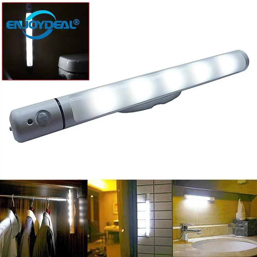 PIR датчик движения 5 LED ночник шкаф для ванной комнаты поворотный Настенный