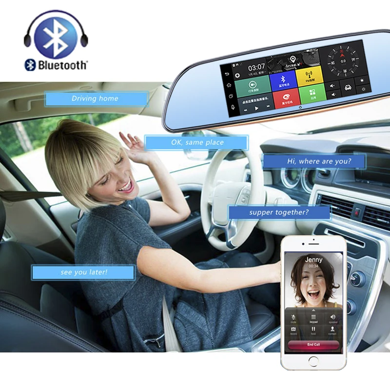 3G Видеорегистраторы для автомобилей Android 5.0 Bluetooth Wi-Fi GPS fm-передатчик два объектива