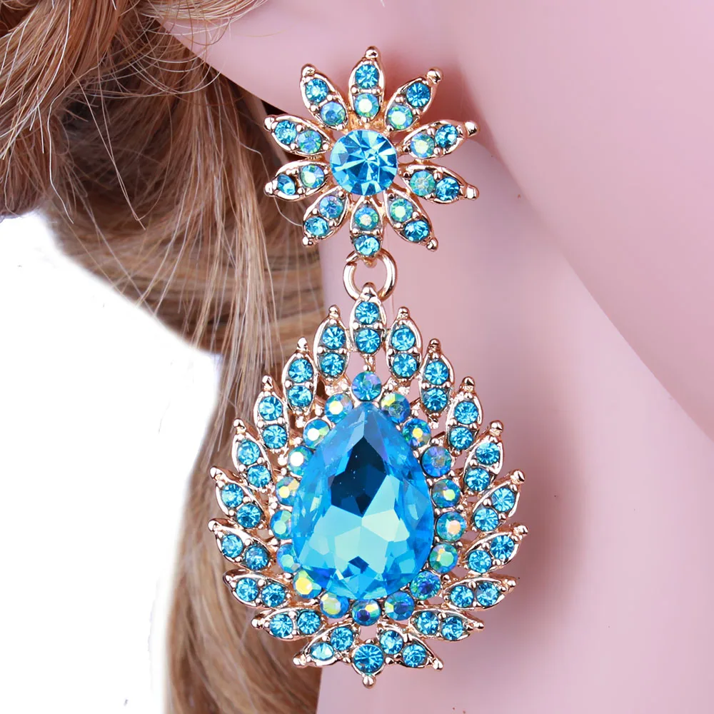 

FARLENA Jewelry Elegant Water Drop Earrings Fashion Crystal Rhinestones Earrings for women wedding