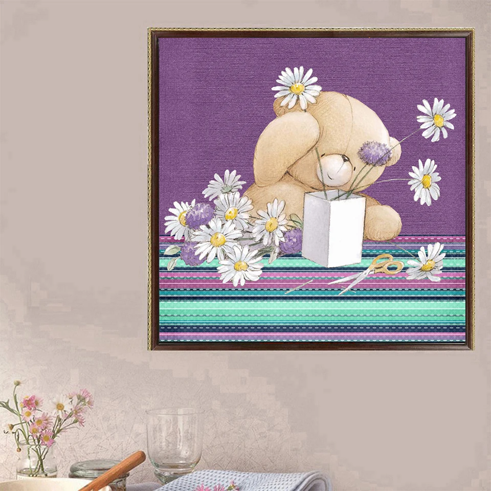 5D DIY бриллиант картина мультфильм Животные друзья навсегда медведь Стразы Вышивка крестиком Наклейка на стену домашний Декор подарок