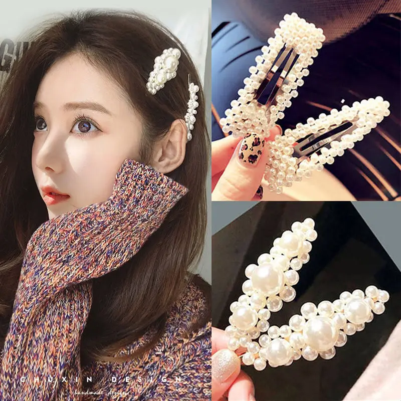 Teenage Girls Hair Accessories Delicate Grip Woman Geometric Irregular Pearl Hairpins Ladies Barrettes Clip Headwear | Детская одежда и