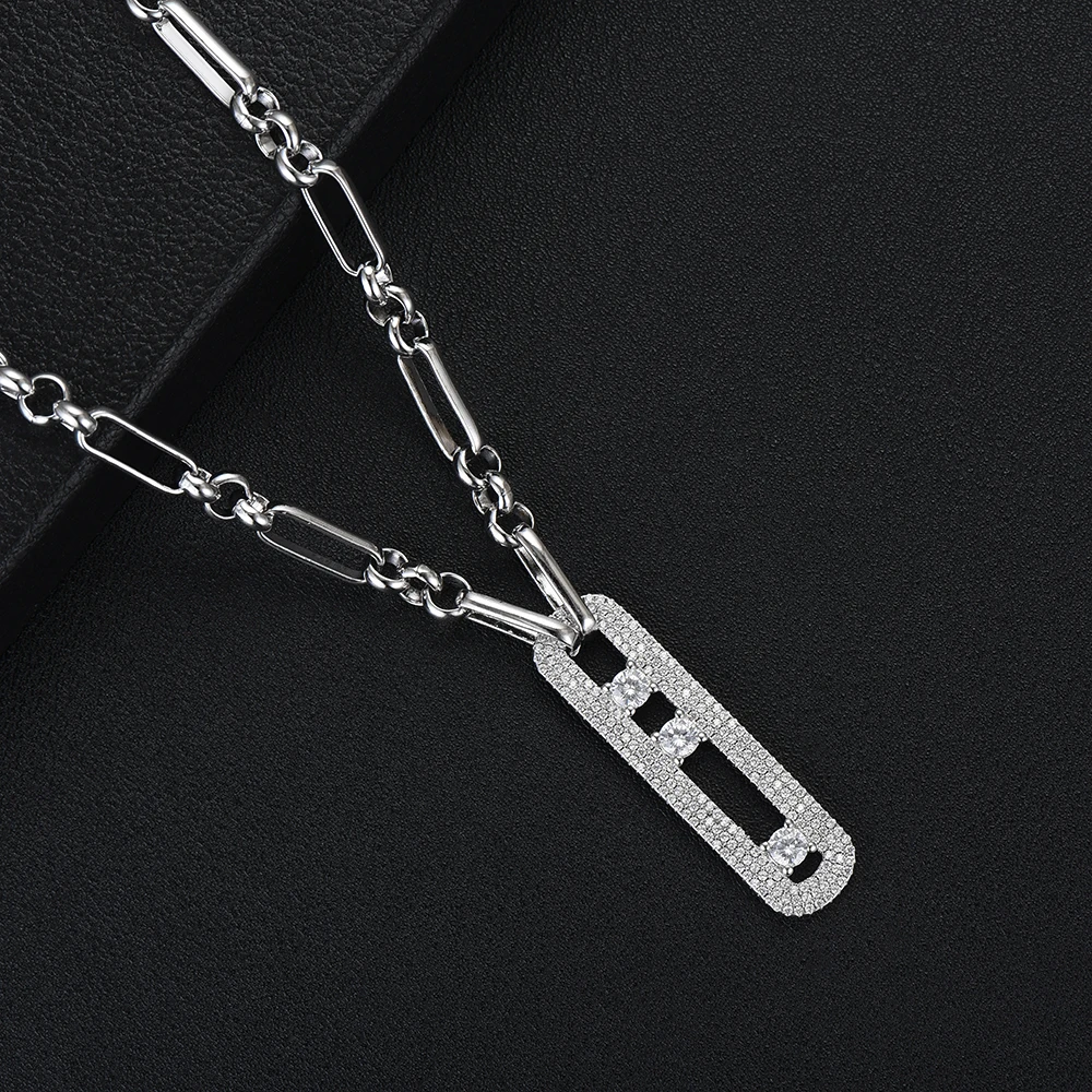 SISCATHY Trendy Geometry Link Stackable Pendant Necklace Beautiful Full Cubic Zircon Fashion Charm Women Party Jewelry Gift 2019 | Украшения