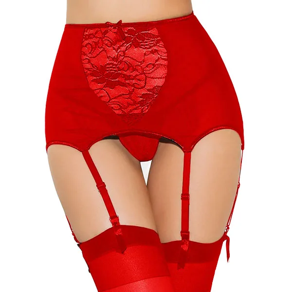Комплект нижнего белья с сеточкой кружевной подвязкой черного белого красного