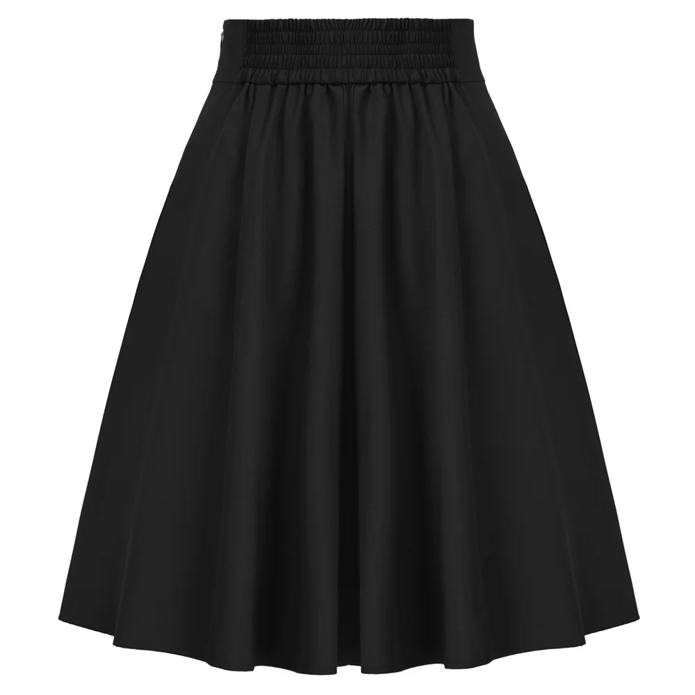 BP black/wine, женские винтажные Ретро юбки, одноцветные, сзади, эластичные, высокая талия, вечерние, Клубные, повседневные, расклешенные, трапециевидные, с карманами