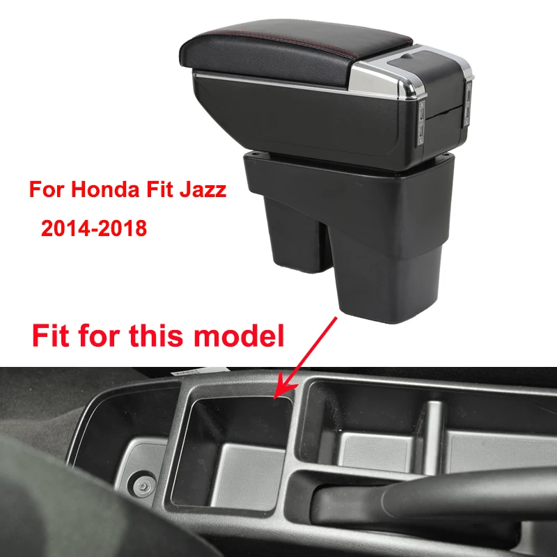Для Honda Fit Jazz- автомобильный подлокотник с зарядкой от usb, двойной слой, центральный магазин, держатель для чашки, пепельница, стиль