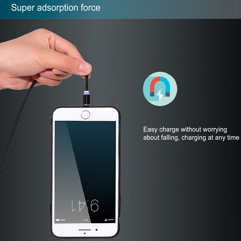 Магнитный кабель быстрой зарядки Micro Тип usb C кабели для iPhone samsung светодиодный LED