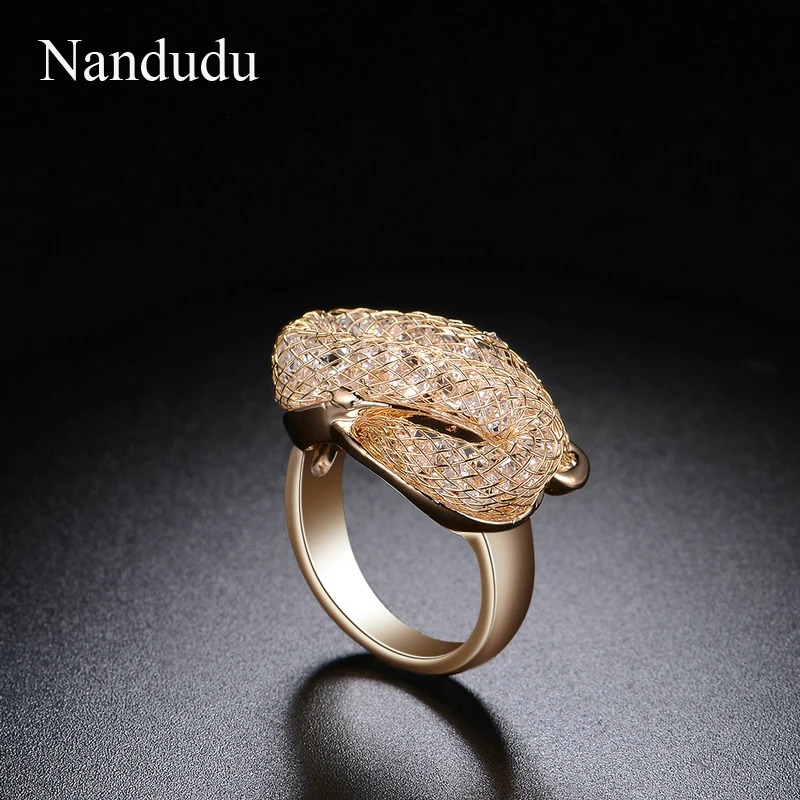 Nandudu New Wire Mesh Cocktail Austrian Crystal Ring Fashion Women cheap and fine Jewelry Gift Rings R1240 | Украшения и