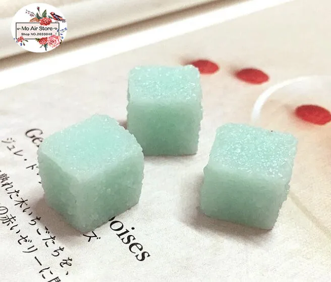 cube sugar candy 10PCS 12mm Resin Flatback Cabochon Miniature Food Art Supply Decoration Charm | Дом и сад