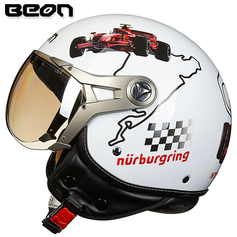 Мотоциклетный шлем BEON casque винтажный мотоциклетный с половинчатым лицом capacete