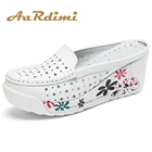 Женские летние туфли из натуральной кожи AARDIMI, Повседневные Дышащие туфли на плоской платформе, летняя повседневная обувь для медсестер