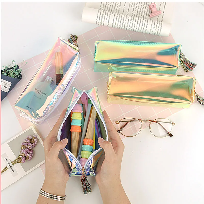 Праздничные сувениры прозрачный ПВХ лазерный Блестящий пенал детский подарок на