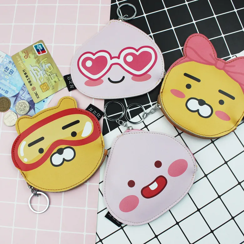 10 шт./партия Корейский мультфильм Ryan Bear персиковый Кошелек для монет на молнии Кошелек хранилище чехол Брелок Дети подарки на день рождения вечерние
