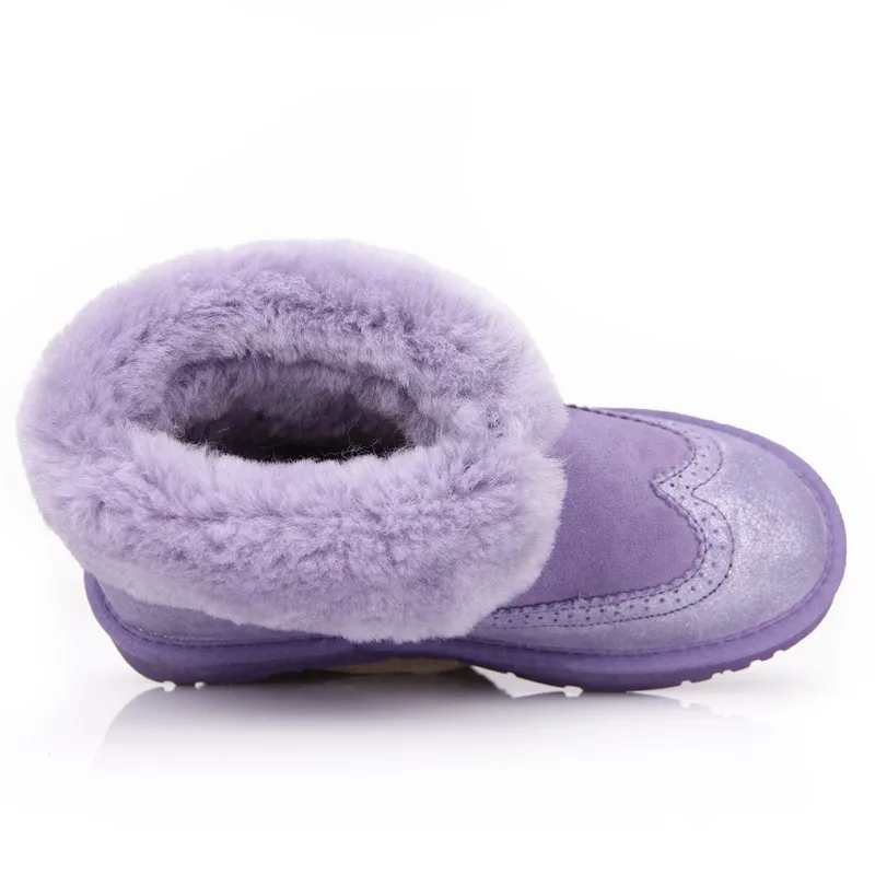 RUIYEE/женские зимние сапоги кожаные модная теплая обувь с манжетами толстые теплые