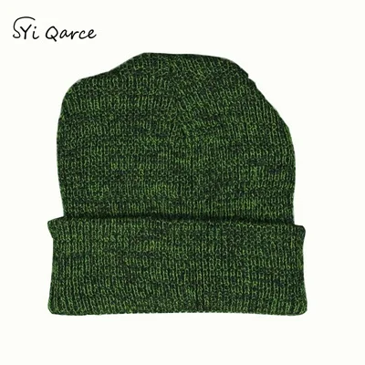 Green SYi Qarce, новинка, женская шапка, теплая шапка, Женская Повседневная шапка, зимние шапки, вязаные одноцветные шапки для мужчин и женщин, Кепка в стиле хип-хоп - Цвет: Green