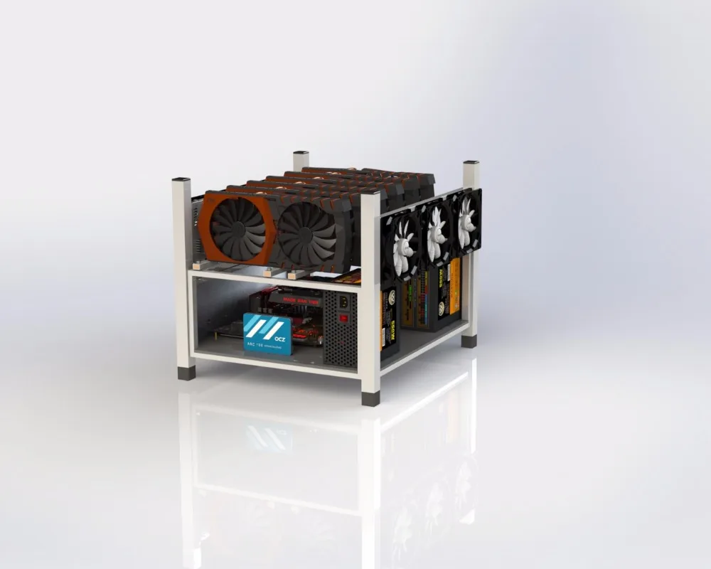 6 GPU чехол для майнинга открытым воздухом компьютер ETH Ripple Litecoin Биткоин цифровая