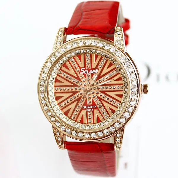 Watches Diamond Luxury Leather Clock Women Two Side Fashion Charm Rhinestone Wholesale Dropship Free Shipping PU | Наручные часы
