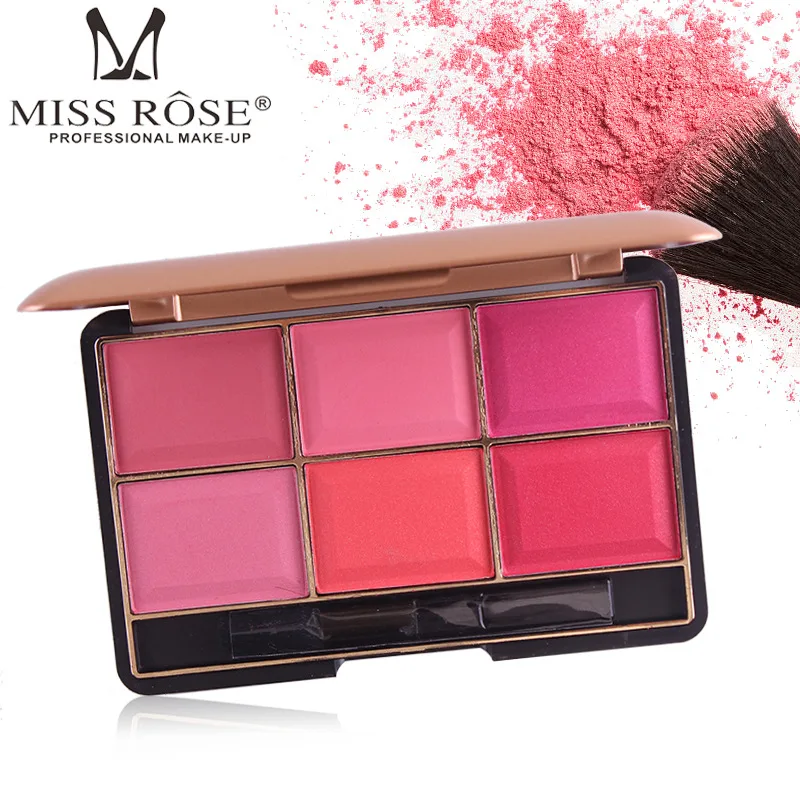 Miss Rose 6 цветов Палитра для румяны пудра Бронзовый персиковый Румяна лица матовая