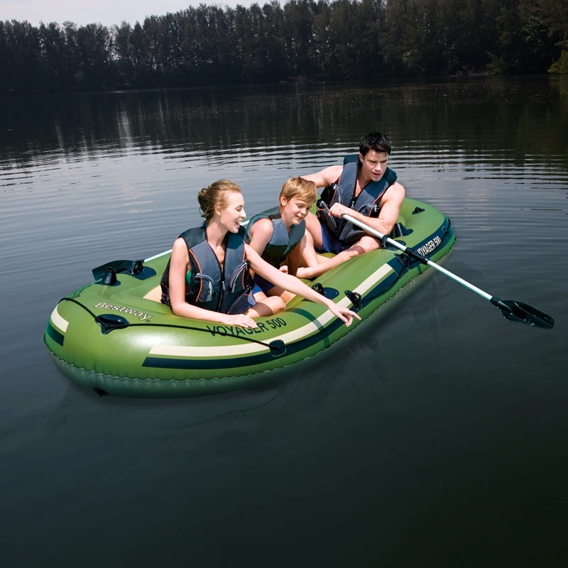 Voyager Sea River Fishing Boat Water Toys Pool Fun Raft Navy Green With 2 Paddle