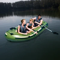 11ft long 3 person inflatable boat kayak voyager sea river fishing boat water toys pool fun raft navy green with 2 paddle