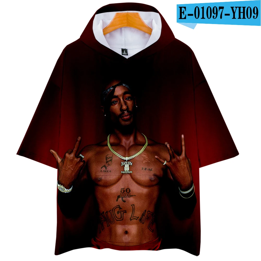 one LUCKYFRIDAY 2Pac Rapper мужские футболки 3D Повседневная летняя модная футболка с коротким рукавом и капюшоном Harajuku уличная одежда в стиле хип-хоп - Цвет: one