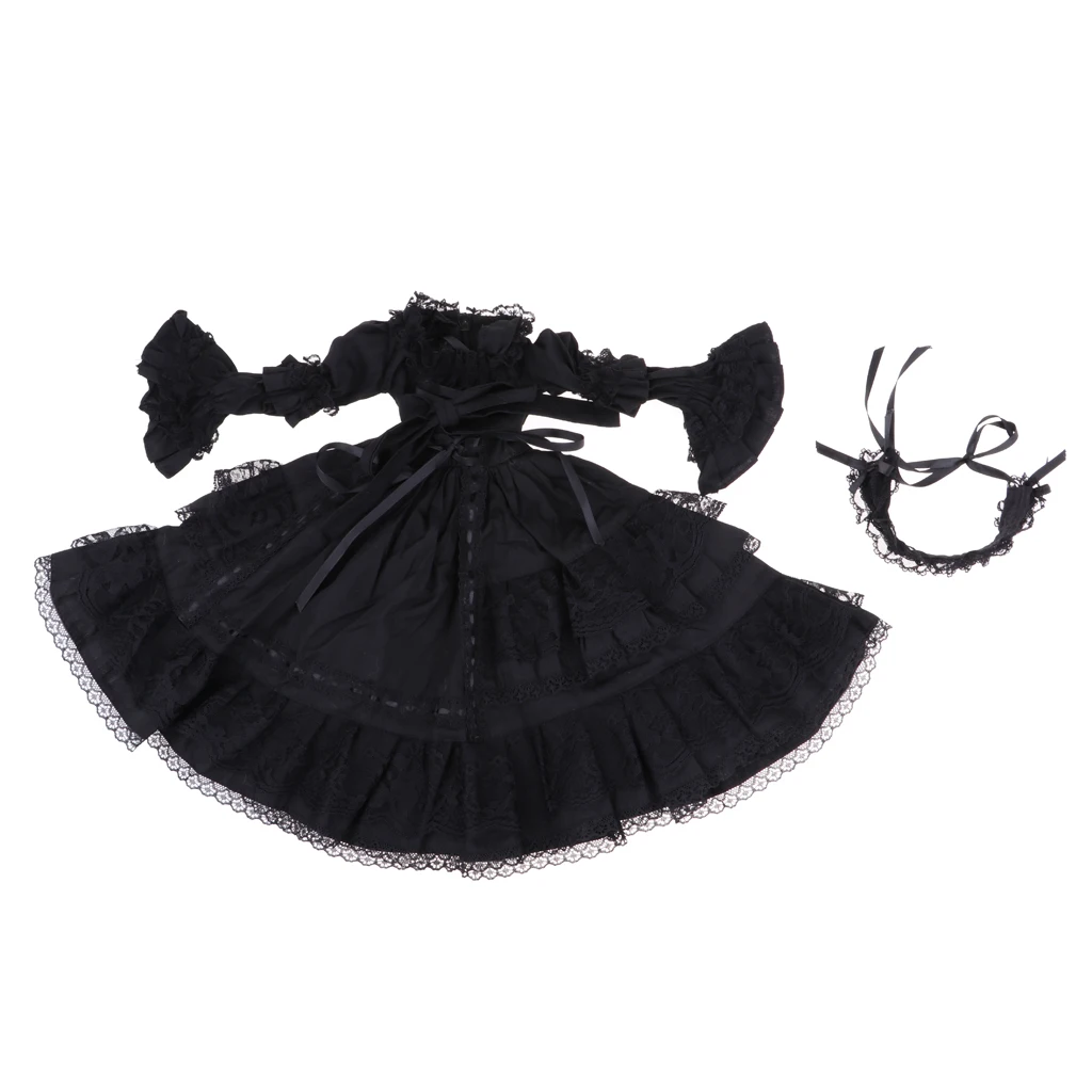 Black 1/3 BJD платье лолиты платье принцессы с головной убор для ночной Лолиты девушка кукла аксессуары для одежды - Цвет: Black