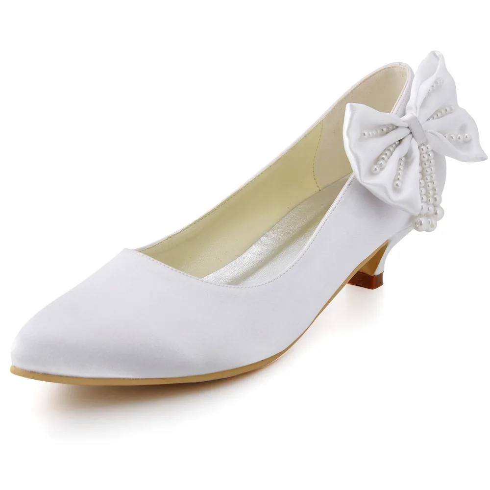 EP2084 Белый Женская Обувь Свадебная Вечеринка Низкие Каблуки Выпускного Вечера