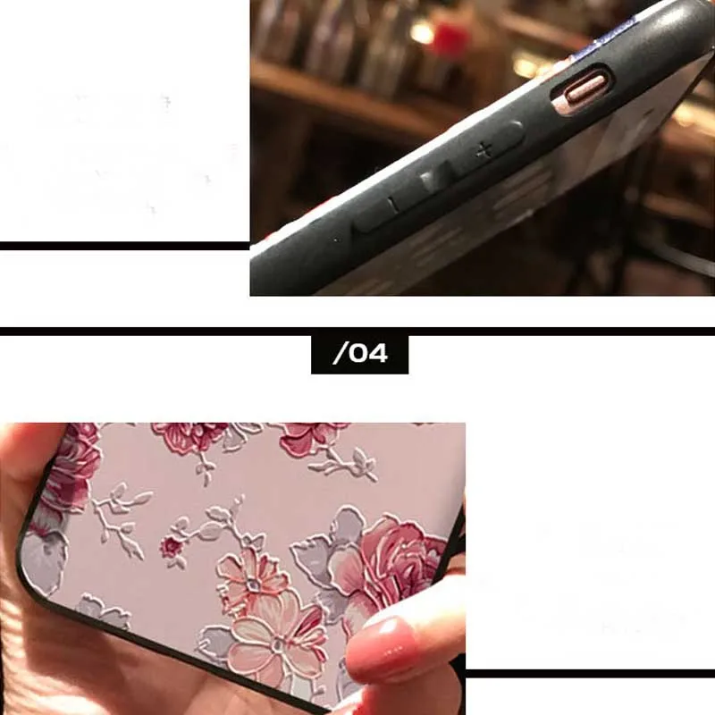 JIBAN Pink floral for iphone XS MAX embossed cover For X XR 6 6S 7 8 8Plus vivo x23 x21 x20plus oppo r15 r17 phone shell |