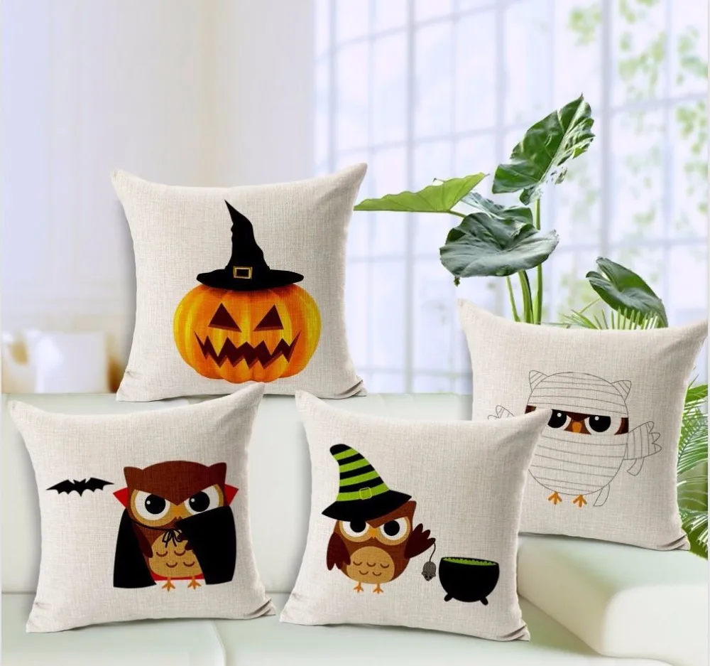 

Хэллоуин Стиль Наволочка на подушку Сова милое белье Декоративные диванные подушки Чехол ведьма donutnut дом, автомобиль, Диван Декор подарок
