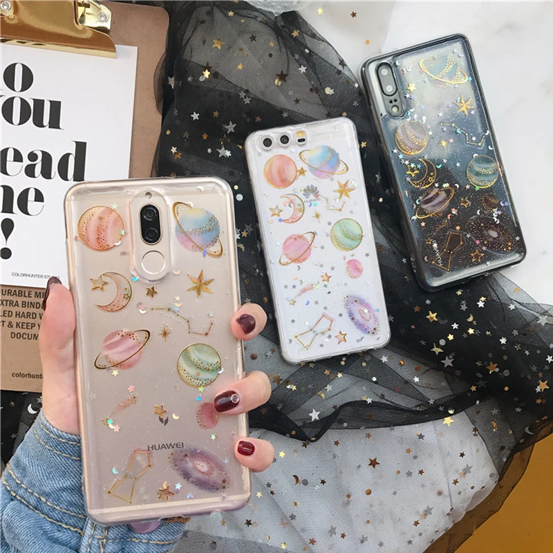 Soinmy Honor 8x роскошный блестящий чехол Space Star для Huawei mate 20 lite силиконовый прозрачный