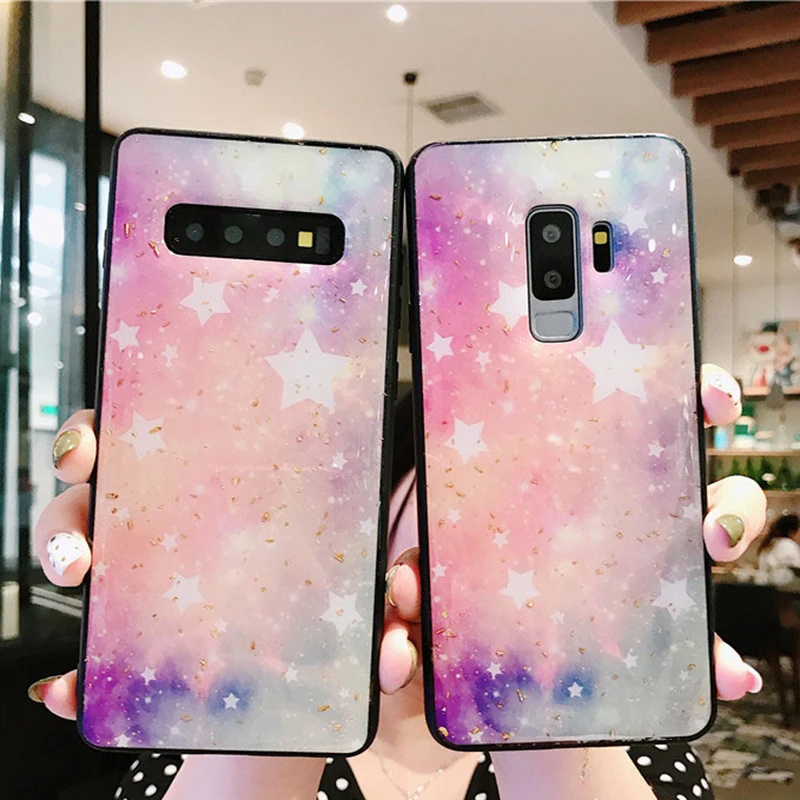 YHBBCASES чехол из золотой фольги для samsung Galaxy S10 Plus Модный со звездами S8 S9 N8 с