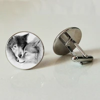 wolf cufflinks glass cufflinks business shirt cufflinks mens gifts handmade personality pictures private custom