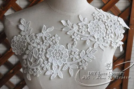 (5 парт/Лот) белые кружевные аппликации с цветочным мотивом свадебные нашивки